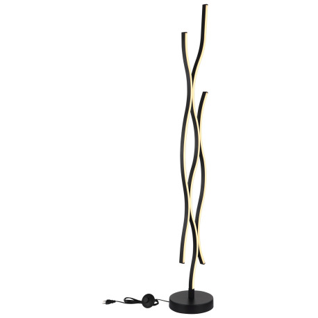 Stojacia lampa kov čierny matný, plast biely, hliník čierny matný, kábel PVC čierny, vypínač, ø: 200 12