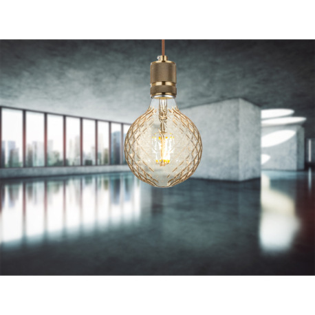 LED žiarovka, sklo jantárové, dekoratívne sklo, stmievateľná, Ø 95, V: 140, 1xE27 LED 4W 230V, 380lm 1