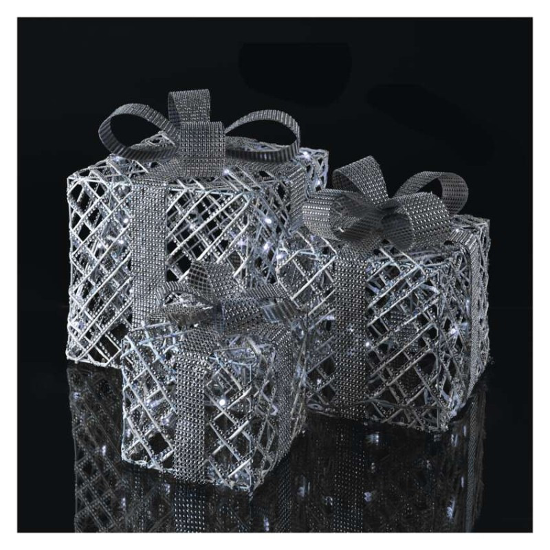 LED darčeky, 3 veľkosti, vnútorné, studená biela, časovač 6