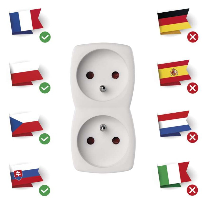 Rozbočovacia zásuvka 2×, biela 1