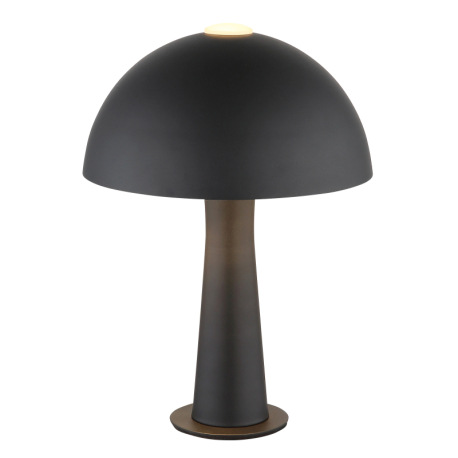 Stolná lampa z matného čierneho kovu, kábel z čierneho PVC, kolískový vypínač na kábli, ø: 200 mm, V