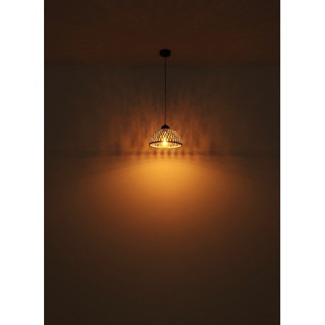 Stolová lampa kov čierny matný, bambus, prírodná farba, kolískový vypínač na kábli, ø: 250mm, V: 370 12