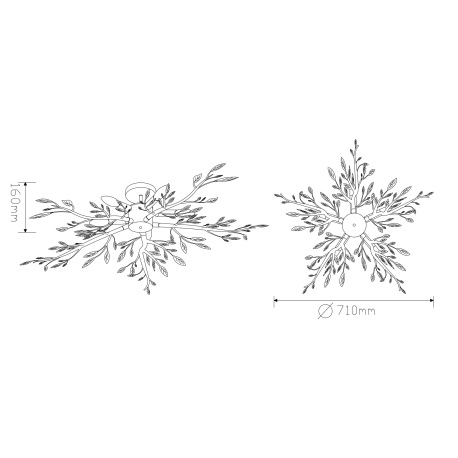 Stropné svietidlo, chróm, plast, Ø 710, V:160, bez žiaroviek 5xE14, max. 40W 230V. 2