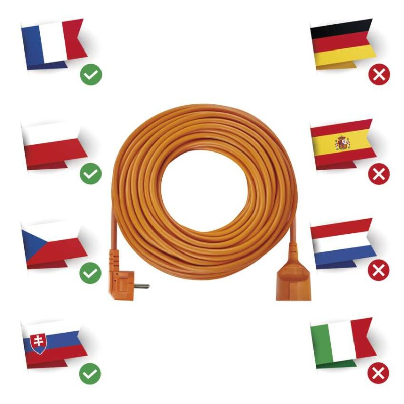 Predlžovací kábel 30 m / 1 zásuvka / oranžový / PVC / 230 V / 1,5 mm2 1