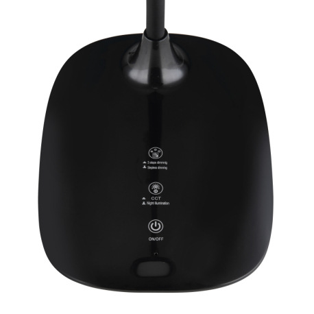 Stolové svietidlo, plast čierny, satin., matný čierny silikón, dotykové zapnutie/vypnutie/plynulé st 3