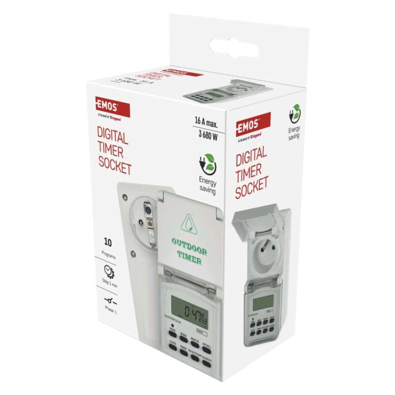 Časovač – digitálna spínacia zásuvka vonkajšia IP44 2