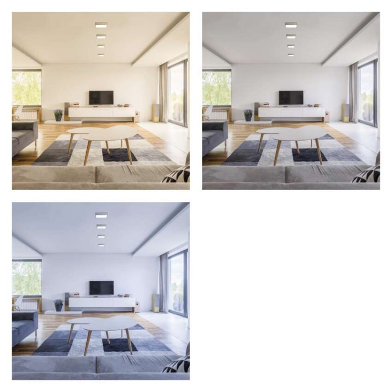 LED prisadené svietidlo, štvorec, strieborné, 12,5W, CCT 4