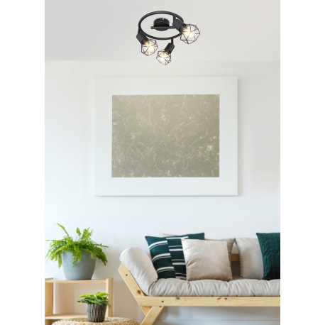 Stropné svietidlo, kov čierny, Ø230, V: 180, bez žiaroviek 3xE14, max. 40W 230V 9