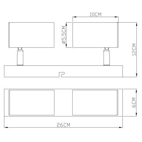 Nástenné svietidlo, kov čierny, chrómový, DxŠxV:260x60x120mm, bez žiaroviek 2x GU10, max. 35W 230V 9