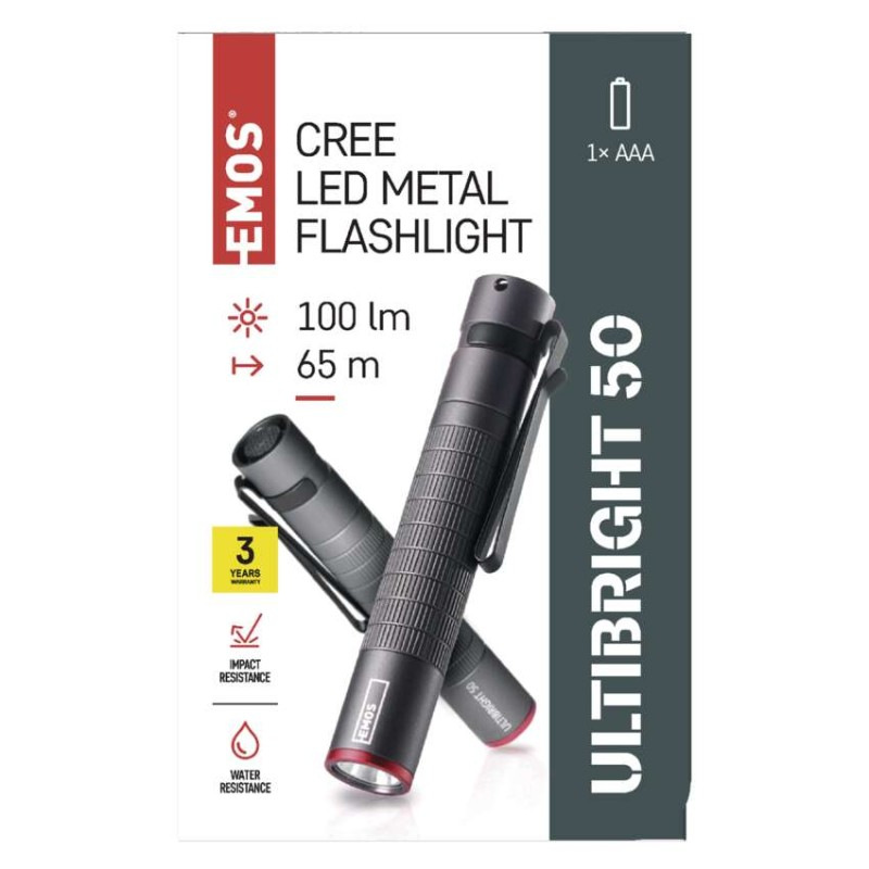 CREE LED kovové svietidlo Ultibright 50, 100lm, 1xAAA 9