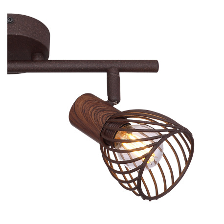 Nástenné svietidlo, kov vo farbe imitujúcu hrdzu, kov imitácia dreva, DxV:300x160, bez žiaroviek 2xE 6