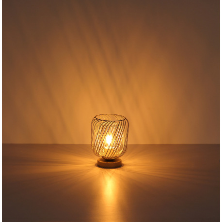 Stolové svietidlo, kov pieskovej farby, kovové tienidlo pieskové a biele, kábel PVC biely, kolískový 5