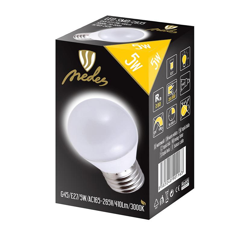 LED žiarovka 5W - G45 / E27 / SMD / 3000K - ZLS817 4