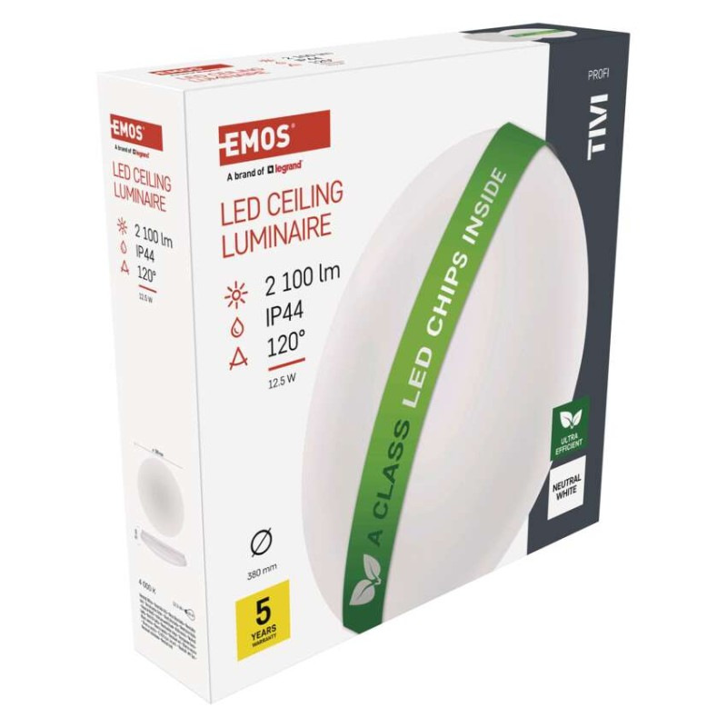 LED stropné svietidlo TIVI, A CLASS, okrúhle biele 12,5W, IP44, Neutrálna biela 9