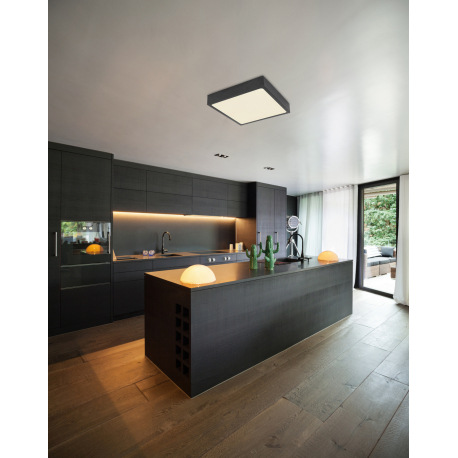 Stropné svietidlo, hliník čierny, akryl opál satinovaný, DxŠxV: 170x170x26, vrátane 1xLED 22W 230V, 1