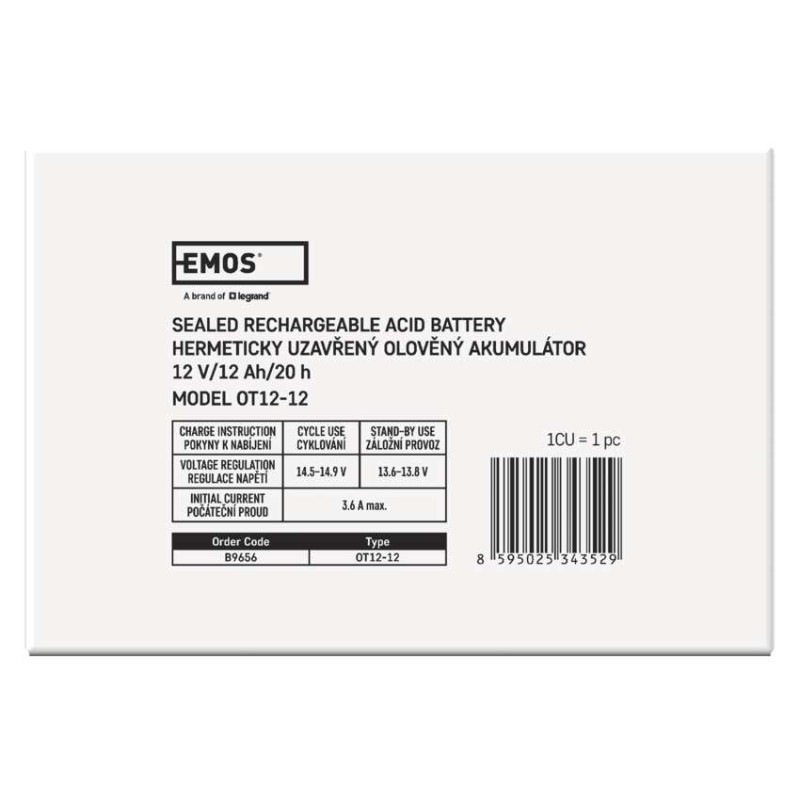 Bezúdržbový olovený akumulátor 12 V/12 Ah, faston 6,3 mm 7