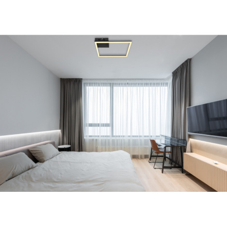 Stropné svietidlo, kov čierny, plast opál, DxŠxV:405x405x55mm, vrátane LED 18W 230V, 1950lm zdroj, 1 5