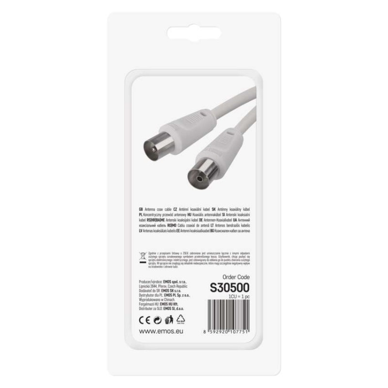 Anténny koaxiálny kábel tienený 5m – rovná vidlica 2