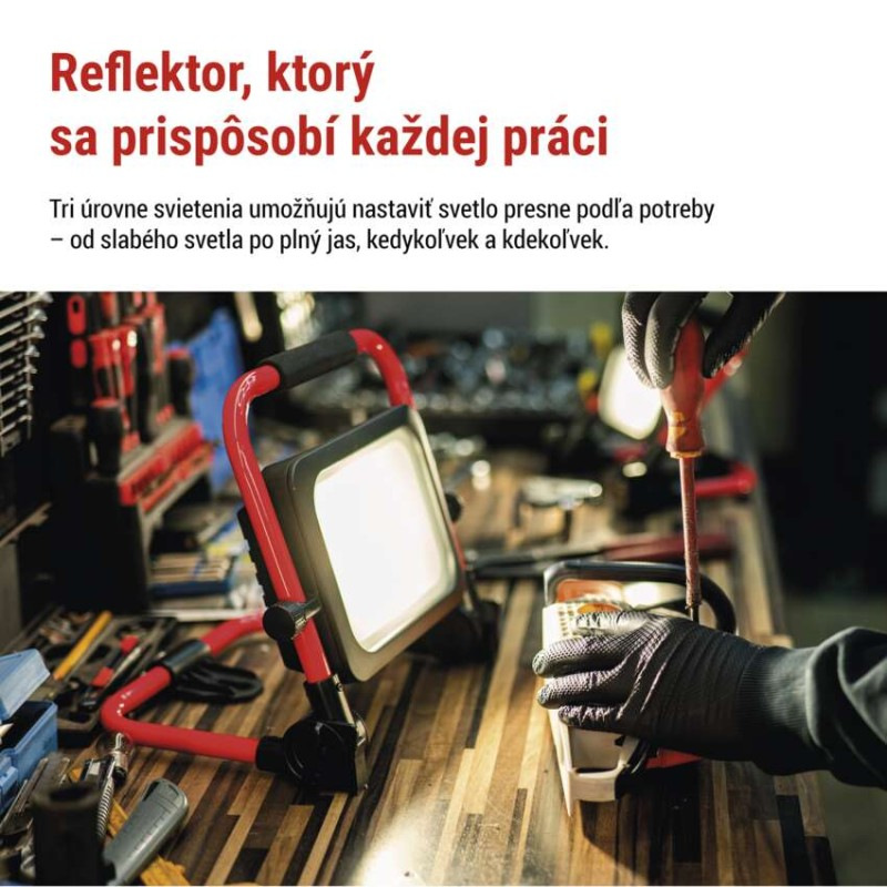 LED reflektor ACCO nabíjací prenosný, 50 W studená biela 8