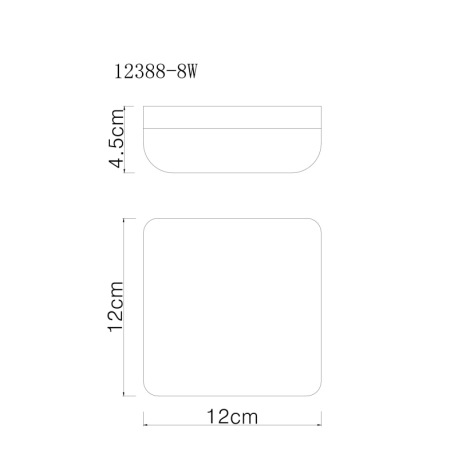 Stropné svietidlo, plast biely, DxŠxV: 120x120x45mm, vrátane LED 8W 230V, zdroj 870lm, výstup 600lm, 4