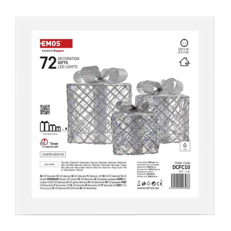LED darčeky, 3 veľkosti, vnútorné, studená biela, časovač 5