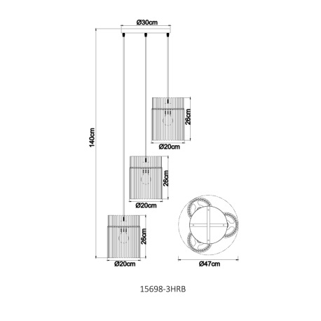 Závesné svietidlo, kov pieskovej farby, sklenené tyčinky satinované, kábel PVC čierny, nastaviteľná 16