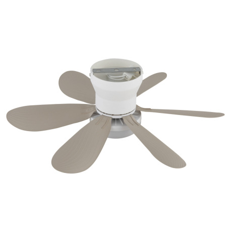 Stropný ventilátor, kov biely matný, plast piesková matná, stmievateľný, viacero rýchlostí pomocou n 16