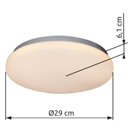 Stropné svietidlo, kov biely, akryl biely, Ø290, V:61, vrátane 1xLED 20W 230V, 1600lm, 3000K. 3