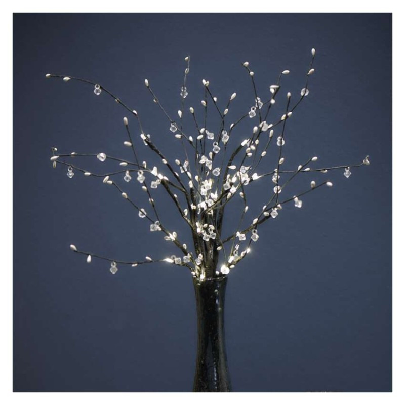 LED vetvička s perlami, 60 cm, 3x AA, vnútorná, teplá biela, časovač 3
