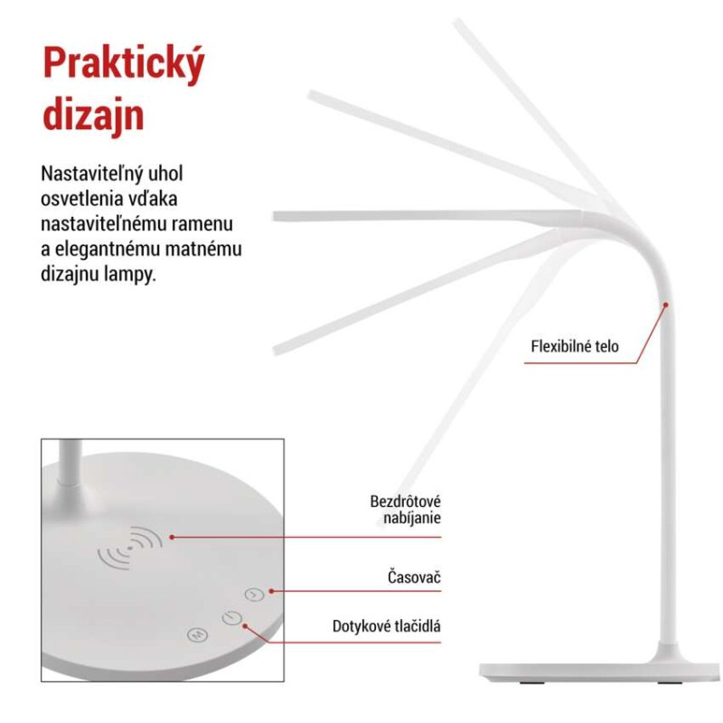 LED stolná lampa OSCAR, biela 6