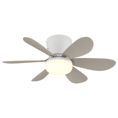 Stropný ventilátor, kov biely matný, plast piesková matná, stmievateľný, viacero rýchlostí pomocou n 6