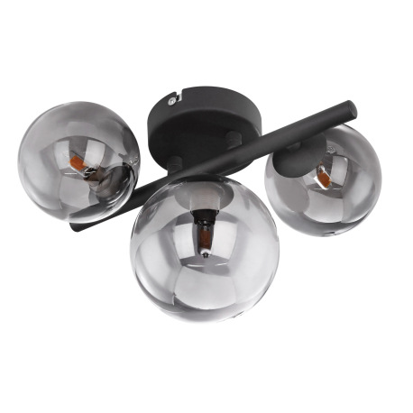 Nástenné svietidlo, kov čierny, dymové sklo, sklo Ø 1x12cm, 2x10cm, vrátane 10676 LED LM, ŠxV:210x28 3