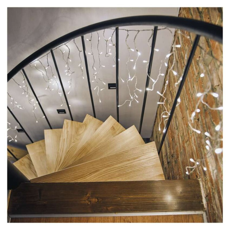 LED vianoč. cencúle, 5 m, vonkajšie aj vnútor., studená biela, ovládač, programy, časovač 6