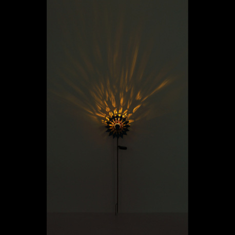 Solárne svietidlo, kov zlatej starožitnej farby, kov modrý starožitnej farby, sklenená guľa číra s e 15