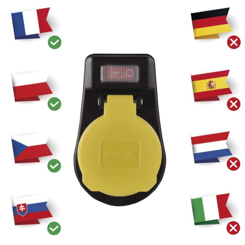 Zásuvka s vypínačom, IP44, čierna 1