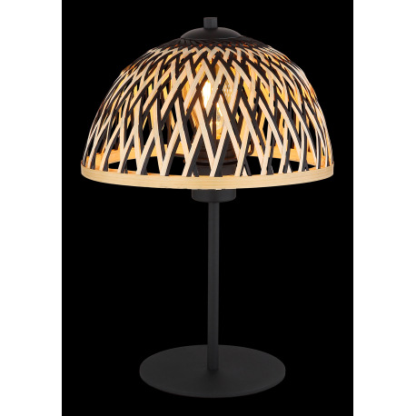 Stolová lampa kov čierny matný, bambus, prírodná farba, kolískový vypínač na kábli, ø: 250mm, V: 370 2