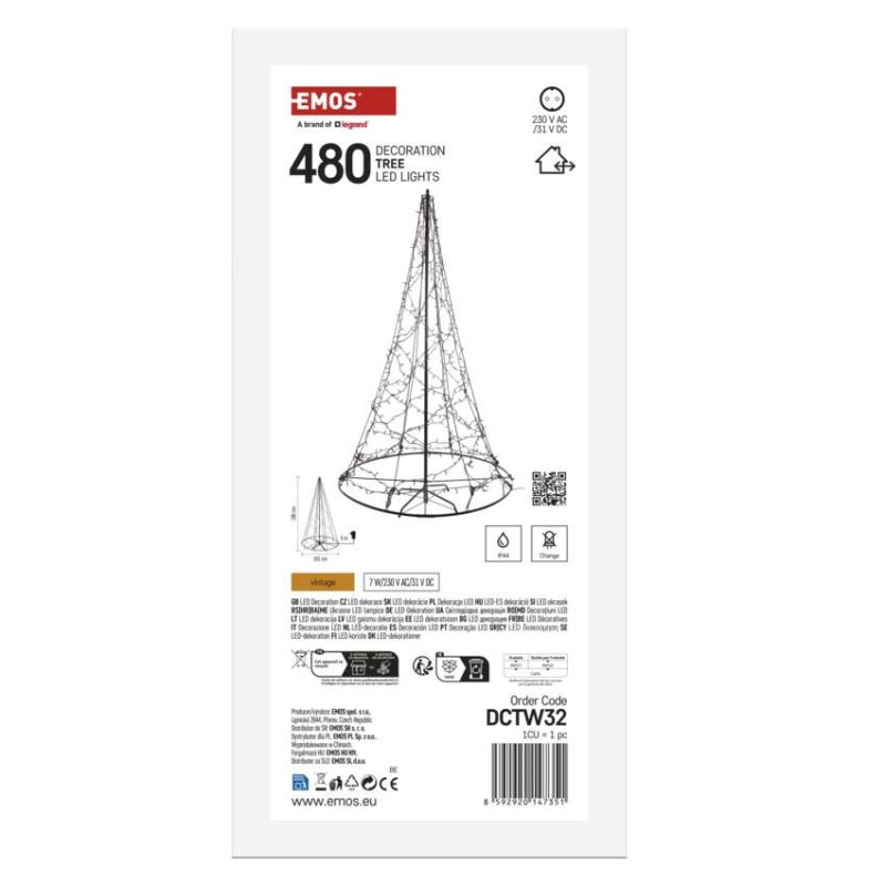 LED svietiaci stromček, 180 cm, vonk. a vnút., teplá biela 5