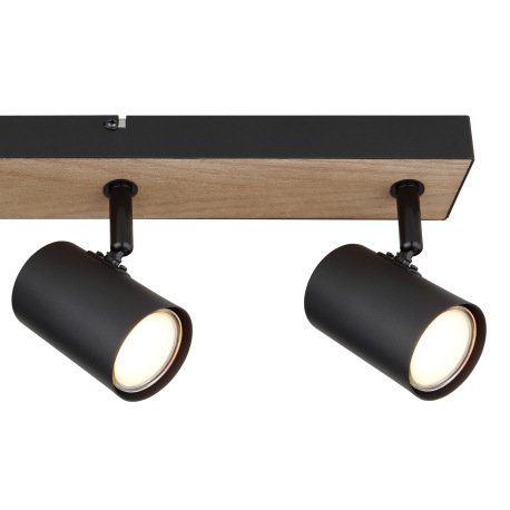 Stropné svietidlo kov čierny matný, MDF, imitácia tmavého dreva, DxŠxV: 555x60x135mm, bez žiaroviek 11