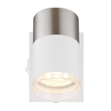 Nástenné svietidlo, kov biely, hliník nikel matný, hliník biely, plast transparentný, kolískový vypí 12