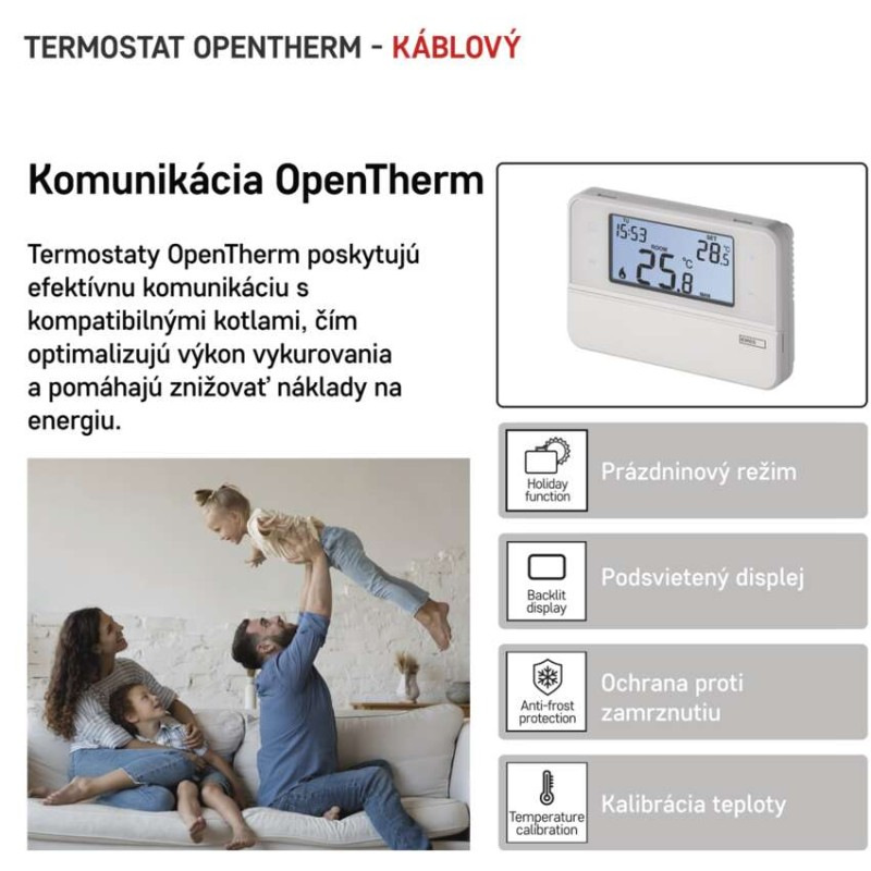 Izbový programovateľný drôtový OpenTherm termostat P5606OT 1