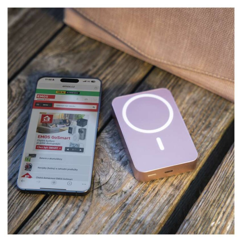 Power bank EMOS WI 1046, 10 000 mAh, 20 W+Wireless, lososová 6