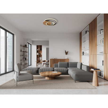 Stropné svietidlo, MDF s imitáciou tmavého dreva, plast čierny matný, plast biely, DxŠxV: 380x360x65 10