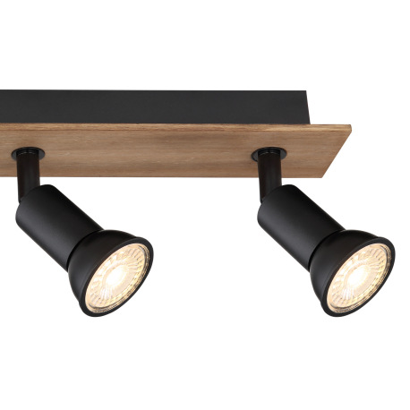 Stropné svietidlo, drevo tmavohnedé, kov čierny, DxŠxV:500x60x90mm, bez žiaroviek 4x GU10, max. 35W 14