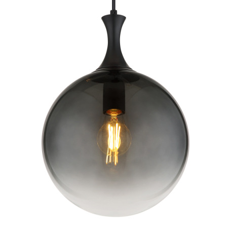 Závesné svietidlo, kov čierny, sklenené gule dymovej farby, kábel PVC čierny, výškovo nastaviteľné, 12