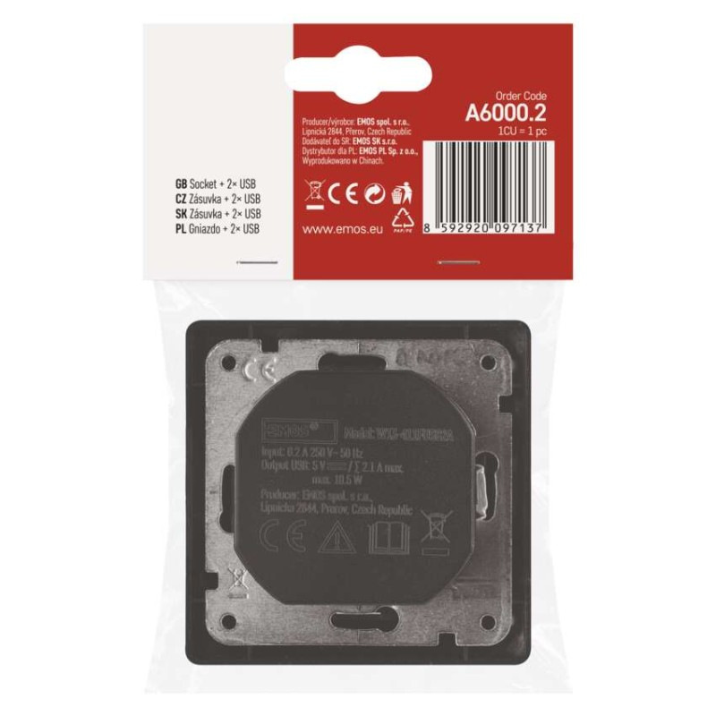 Zásuvka s USB 2,1A max., antracit 4