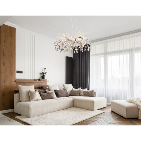 Závesné svietidlo, kov chróm, sklenené krištále, dymové, číre, ø:610mm, V: 1200mm, bez žiaroviek 8x 9