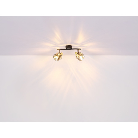 Stropné svietidlo, kov čierny, kov zlatý, sklenené krištále dymové, DxŠxV:615x360x210mm, bez 5x E14, 20