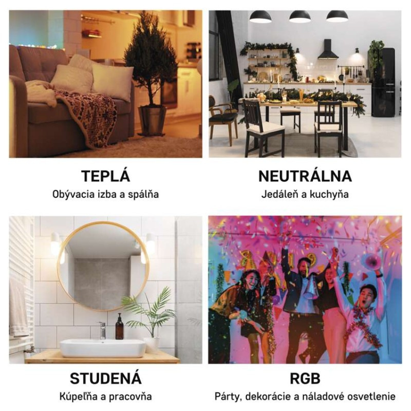 LED žiarovka GoSmart A60 / E27 / 11 W (75 W) / 1 050 lm / RGB / stmievateľná / WiFi 5