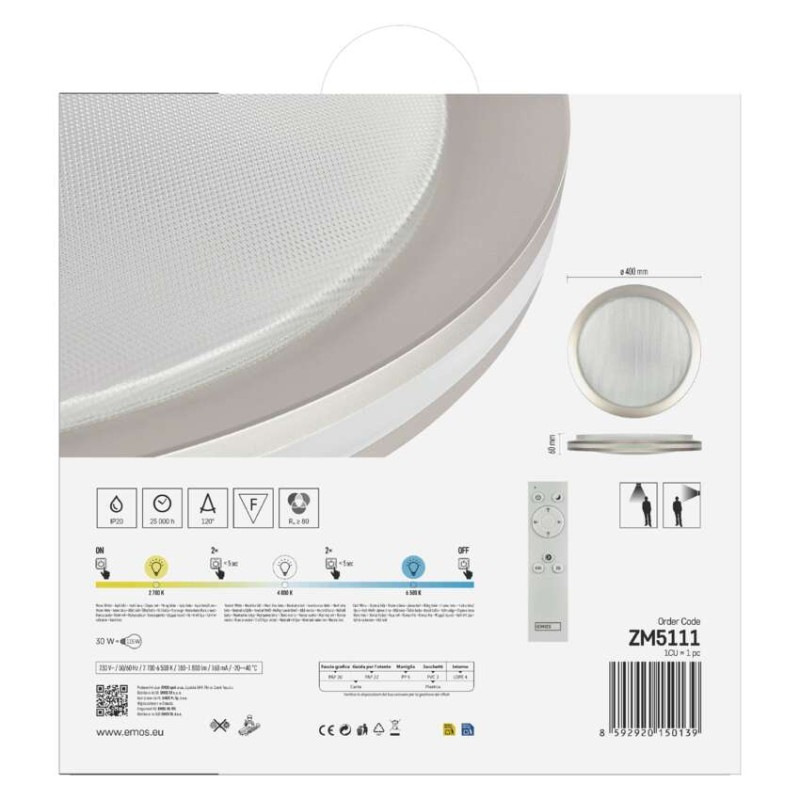 LED prisadené svietidlo SABI, kruhové 30W, stmiev.so zmenou CCT 12