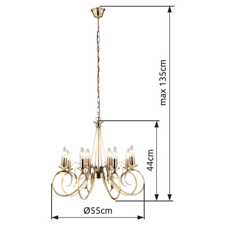 Závesné svietidlo, mosadz, Ø 550, V:1350 bez žiaroviek 8xE14, max. 40W 230V. 14